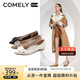 康莉（COMELY）商場同款單鞋女粗跟春秋新款羊皮舒適低跟通勤工作鞋 黑色  37 