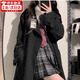 JIOESC小個(gè)子風(fēng)衣女2025早秋新款韓系高級感英倫風(fēng)中長(cháng)短款薄款大衣外套 黑色【中款】 M (適合100-110)