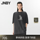 JNBY/江南布衣25夏新品T恤女H型玩偶狗印花圓領(lǐng)中袖寬松5P4112000 005/近黑 M
