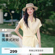 伊芙麗（eifini）伊芙麗小飛袖圍裹式百搭休閑襯衫女2025夏裝新款袖口翻邊小上衣女 陽光黃 M 105-115斤