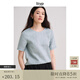 旅途原品ltyp 進(jìn)口100%亞麻極簡(jiǎn)文藝小衫 休閑百搭短袖T恤女秋 湖藍色 XL （建議拍大一碼）