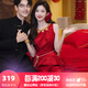 泰勒馬丁紅色新中式新娘旗袍敬酒服2025新款古裝婚紗結(jié)婚禮服出閣服回門服 HF058(贈(zèng)隨機(jī)腰帶1條) L