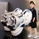 鴻星童男童鞋子老爹鞋2025新款秋季輕便跑步兒童運動鞋男孩網(wǎng)面透氣網(wǎng)鞋 藍(lán)色【主圖款】 34