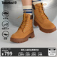 添柏嵐（Timberland）官方踢不爛女鞋大黃靴高幫厚底增高防潑水|A6GCF A6GCF754/小麥色 38.5