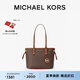 MICHAEL KORS邁克高仕 MK Jet Set Travel 小號老花手提托特包 深棕色 200