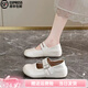 百麗踏女鞋內(nèi)增高瑪麗珍鞋2025新款夏季配裙子厚底法式晚晚鞋絕美小單鞋 米色（順豐包郵）（順豐包郵） 36