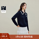 茵曼（INMAN）2025秋冬女裝新款復(fù)古絨感麻花娃娃領(lǐng)毛衣慵懶風(fēng)寬松針織衫 藏藍(lán)色 XL