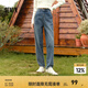 森馬（Semir）牛仔褲女抓毛長褲舒適復(fù)古風(fēng)2024冬季潮流寬松錐形褲顯瘦 牛仔藍(lán)灰88401 M 160/66A