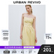 UR2025春季新款女裝簡(jiǎn)約氣質(zhì)收腰褶飾吊帶連衣裙UWM750037 米黃 S