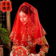 新娘紅蓋頭結(jié)婚蘇繡半透明網(wǎng)紗頭紗紅色秀禾服喜帕中式婚禮蒙頭巾 金色-玫瑰花蕾絲花邊(蓋頭) 100cm-135cm