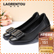 老人頭（LAORENTOU）女單鞋時(shí)尚休閑職業(yè)粗跟淺口中跟通勤職業(yè)工作女鞋 LB12265 黑37