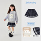 JELLYBABY[7A抗菌]女童學(xué)院風(fēng)半身裙兒童百褶裙秋季洋氣中大童休閑裙子洋氣 寶藍 130 CM 適合身高120-129cm