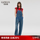 歌莉婭背帶褲女秋季新款休閑寬松復(fù)古玻尿酸牛仔褲1C7JCD030 75U牛仔藍(lán) L (170)
