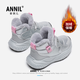 安奈兒（Annil）女童雪地靴春季加絨童鞋2026新款皮面防水大棉鞋寶寶鞋子高幫棉靴 銀色【加絨加厚】 【魔術(shù)貼】 31 【建議腳長(cháng)18.6-19.4cm】