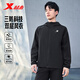 特步防潑水上衣秋冬新款男夾克外套訓練服戶(hù)外騎行服雙層風(fēng)衣運動(dòng)服 0104常規-正黑色-三防科技 XL