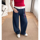 愛(ài)莉安娜孕婦褲子不勒肚外穿無(wú)托腹夏季薄款大碼胖mm闊腿褲夏裝運 藏青色 大碼【適合110-135斤】