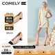 COMELY康莉小香風(fēng)單鞋女春夏季新款拼接羊皮法式粗跟通勤百搭高跟鞋鞋子 粉杏色（跟高6CM) 38