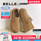 百麗（Belle）千層可頌質(zhì)感勃肯鞋女25秋新商場(chǎng)款厚底增高休閑單鞋E4S1DCM5預售 棕色 37