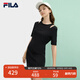 FILA 斐樂(lè )官方女裝針織連衣裙2025夏新款時(shí)尚簡(jiǎn)約休閑修身連身裙 正黑色-BK XL 175/92A/XL