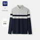 海瀾之家（HLA）長(cháng)袖POLO衫男時(shí)尚翻領(lǐng)舒適長(cháng)袖男秋季 淺灰條紋9S L 175/92A 推薦137~150斤