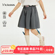 Viciusss丸社兒童褲子女童短褲夏季兒童甜美裙褲2025新款夏款百搭褲裙 灰色 150