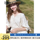 百圖betu女裝2025夏季新款連衣裙鏤空花朵馬德拉刺繡亞麻裙子2503T99 淺杏色 S