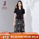 經(jīng)典故事（JANE STORY）法式西裝領(lǐng)碎花連衣裙女2024夏季新款設(shè)計(jì)感拼接時(shí)尚收腰顯瘦長(zhǎng)裙 黑色 2XL