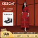 KISSCAT接吻貓孫一文同款【云感】25夏方頭粗跟時(shí)裝涼鞋黑色一字帶涼鞋 黑色 37