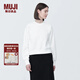 無印良品（MUJI）女式 緊密編織 運動衫 女士 女款 衛(wèi)衣 圓領(lǐng)短款春季女裝 上衣 白色 S （155/80A）