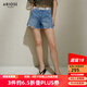 艾諾絲雅詩(shī)【商場(chǎng)同款】2025夏季新品新疆棉顯瘦高腰水洗短褲牛仔褲40533285 牛仔蘭 M