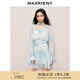MAXRIENY浪漫度假連衣裙暈染印花仙女森系氣質(zhì)裙子 藍(lán)花 S 01/34