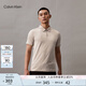 Calvin Klein運(yùn)動(dòng)夏季男士字母提花ck半拉鏈跑步寬松短袖T恤POLO衫4MS4K176 020-淺卡其 XL