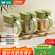 雙槍（Suncha）調(diào)料盒套裝玻璃 廚房調(diào)味罐收納盒防潮鹽罐調(diào)料罐3件套