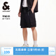 杰克·瓊斯（JACK&JONES）男裝25年速干工裝短褲男士夏季外穿潮流寬松五分褲沙灘短褲大褲衩 E40黑色 M (175)