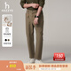 哈吉斯（HAZZYS）男裝 秋季簡(jiǎn)約男褲子直筒褲商務(wù)通勤長(cháng)褲PHIZ系列棉彈休閑褲男 深卡其色DK 33 （175/80A）