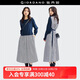佐丹奴長(zhǎng)款傘裙女時(shí)尚減齡假兩件純棉拼接條紋圓領(lǐng)連衣裙18464642 66藏藍(lán)條 M