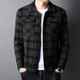 SUSTYLE國際一線(xiàn)奢侈品牌冬季男士針織夾克翻領(lǐng)格子毛呢休閑外套短款大衣 黑色 M 165/M