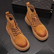 簡(jiǎn)托曼男鞋子秋冬馬丁靴薄絨保暖短靴高幫潮男休閑鞋英倫風(fēng)磨砂青年靴子 黃色標準版 39