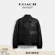 蔻馳（COACH）新款奧萊男士牛皮革FLIGHT 商務(wù)夾克外套黑色 黑色 M