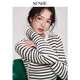 束皙/SUSHE 可機洗羊毛經(jīng)典撞色黑白條紋氣質(zhì)打底針織衫上衣女秋 條紋狂想 L