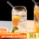 拜杰玻璃杯杯子冷飲可樂果汁杯樂扣杯高硼硅玻璃水杯500ML可樂杯+吸管