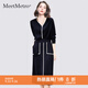 MeetMetro瑪依爾設(shè)計(jì)感撞色針織連衣裙女2025秋新款V領(lǐng)收腰一字裙 藏藍(lán)【現(xiàn)貨閃電發(fā)】 M