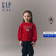 Gap女幼童復合仿羊羔絨愛(ài)心燈籠袖衛衣646768 紅色 110 cm(4-5歲)亞洲尺碼