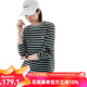 雲(yún)上生活【船長(zhǎng)毛衫】撞色谷波條紋經(jīng)典圓領(lǐng)毛衣2025秋顯瘦上衣女A0247 藍(lán)棕條紋 M （建議105-120斤左右）
