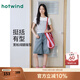 熱風(fēng)（Hotwind）女士牛仔短褲2025年夏季新款高腰港風(fēng)時尚牛仔中褲復(fù)古五分褲 06蘭色 28