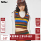 MLMR MY LIFE MY RULES 新款多巴胺穿搭情侶條紋針織衫甜辣小上衣糖果色套頭針織衫 女士 E01油綠色 XS