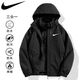 NBA VIBE-Nike耐ke沖鋒衣三合一可拆卸外套情侶戶(hù)外春秋冬連帽青年登山服 耐克黑色(三合一抓絨內膽可拆卸) 4XL 建議(180-200斤)
