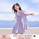 香影襯衫套裝女2025春夏季新款海邊度假風(fēng)一整套搭配連體褲兩件套 紫色 S