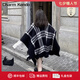 Charm Kendo圍巾女秋冬新款高檔外搭披肩格子斗篷披風(fēng)新年生日禮物送女生 黑白格子