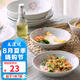 美濃燒 日本進(jìn)口陶瓷 櫻花陶瓷餐具米飯碗 家用日式蒸魚 6.5英寸深盤【16.8CM*4.5CM】